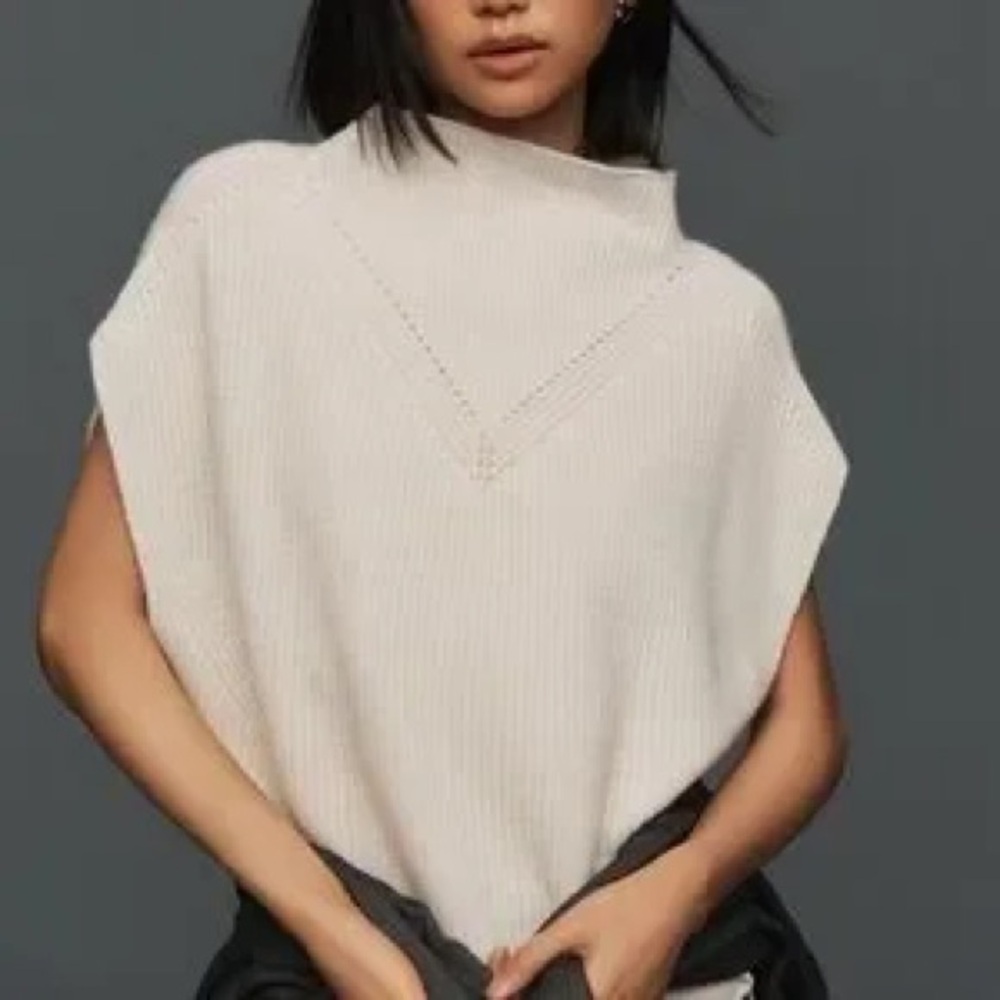 NWT Anthropologie Enza Cashmere Poncho Sweater Vest XS